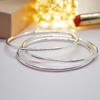 Женский браслет из стерлингового серебра S999 с тремя кольцами и несколькими петлями, серебряный браслет с гладким лицом, модный простой закрытый серебряный браслет