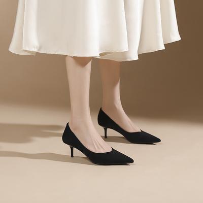 8-Сексуальные замшевые туфли на высоком каблуке с леопардовым принтом, женские туфли с острым носком, на тонком каблуке, не утомляют ноги, темпераментные туфли-лодочки, женские туфли с неглубоким вырезом