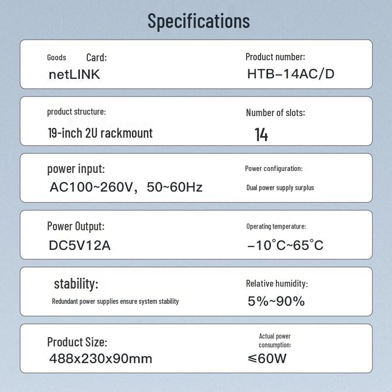 netLINK HTB-14AC/D 19-inch 2U Fiber Optic Transceiver Chassis