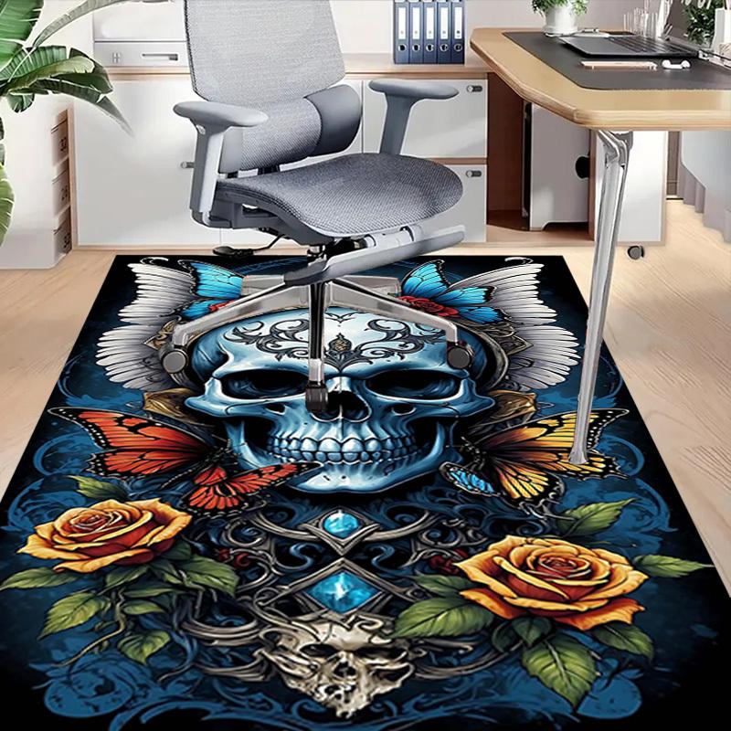 1PC Skull Butterfly Anti-slip carpet, suitable for Office, bedroomand playrooms. It can also be used as a sofa footrest cover-R73