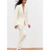 Thin Scarf Texture Lapel Long Sleeve Suit Coat 2742507 High Waist Straight-leg Casual Pants 2424507