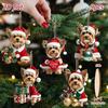 1/5/10/20/50/100pcs [2D Flat] 9-piece set of cute wooden Yorkshire Terrier Christmas ornaments, Christmas decoration set for han