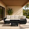 Garden Sofa Set 7 pcs. Black and Cream White Poly Rattan