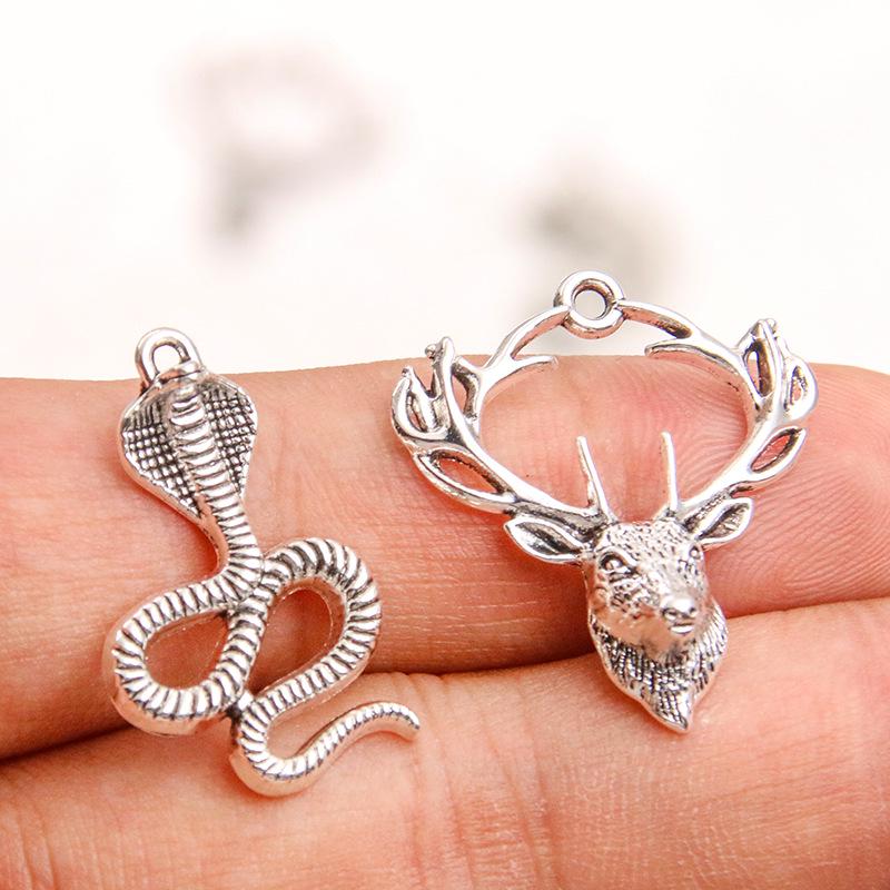 Подвески из цинкового сплава в виде головы оленя, змеи и хамелеона – 5 стилей изысканных старинных серебряных ювелирных аксессуаров своими руками