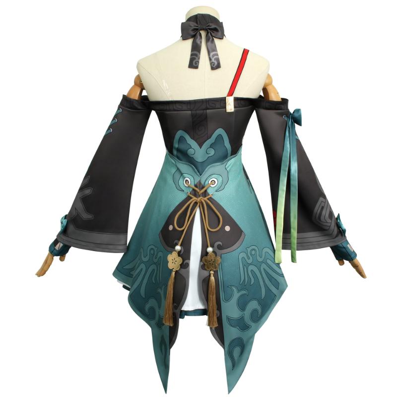 Game Honkai: Star Rail Qingque Cosplay Wig Dress Shorts Bow Headwear Accessories Full Set Clothing Halloween Carnival Costumes
