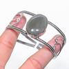 Natural Aquamarine Gemstone 925 Sterling Silver Cuff Bangle Adjustable P6N05