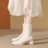 Martin Boots Small Short Boots Women's Boots Winter High Heels White Boots Thick Heel Square Head High Heel Women's Boots Skinny Boots