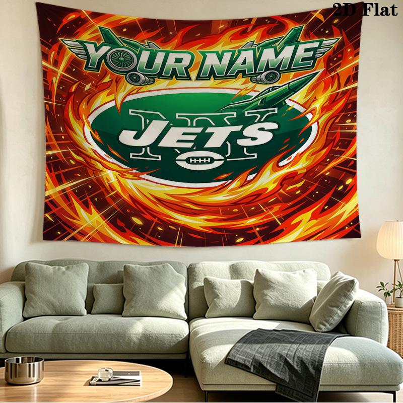 Custom Name New York Jets Printed Tapestry – Wall Hanging for Bedrooms, Dorms, and Home Decor