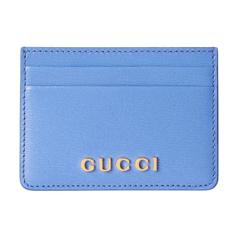 Gucci Логотип-надпись Фурнитура Кожаный держатель для карт Женский Сиреневый