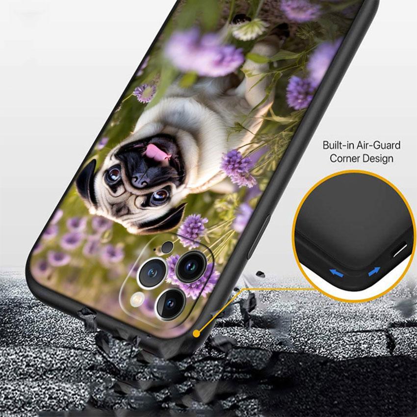 LO27 Cute Pug Dog Soft Shell Phone Case for Xiaomi Poco C40 C50 C51 C55 C65 C71 C75 F3 F5 F6 F7 M2 M3 Pro Ultra