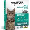 Repellent Collar Against Ticks and Fleas - VETOCANIS - Reflective Black for Cat