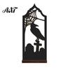 Halloween Table Centerpiece Candle Holder, Gothic Hollow Silhouette Holder for Tea Lights, Dark Bat Shaped Light Style Pumpkin Ghost Cat Tabletop