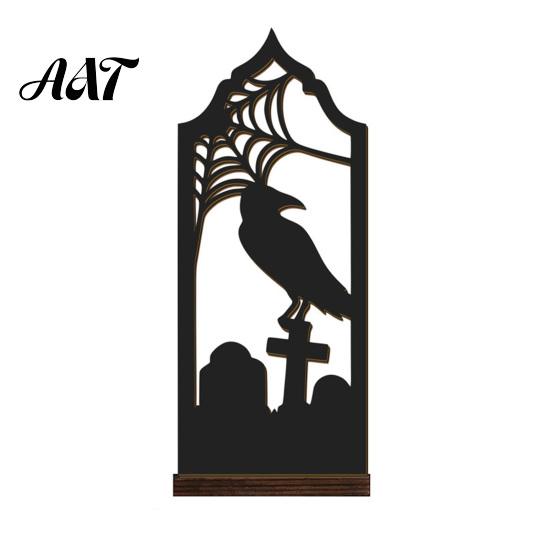 Halloween Table Centerpiece Candle Holder, Gothic Hollow Silhouette Holder for Tea Lights, Dark Bat Shaped Light Style Pumpkin Ghost Cat Tabletop