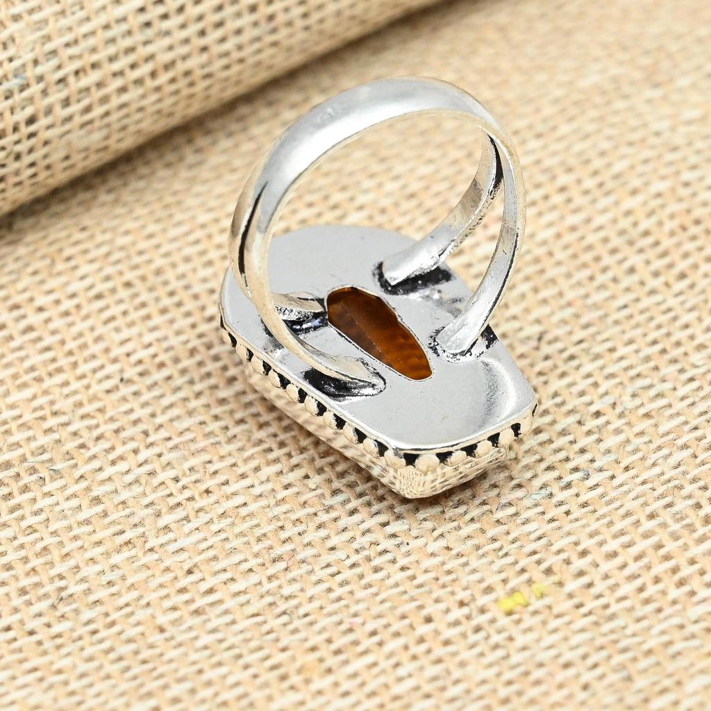 Уникальный медовый топаз, драгоценный камень ручной работы, кольцо из стерлингового серебра 925 пробы, подарок для женщин