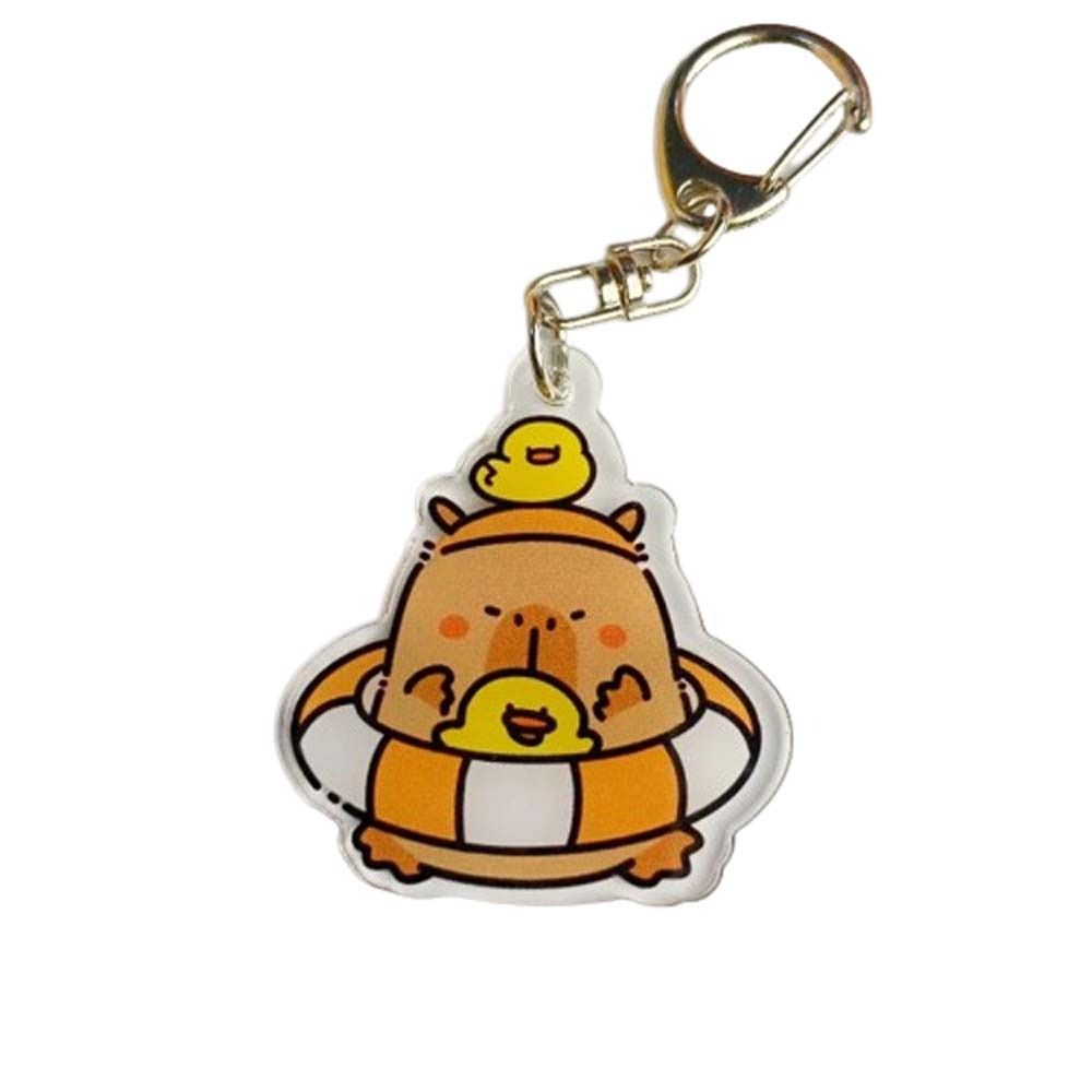 Cartoon Capybara Cartoon Capybaras Keyring Acrylic Kapibala Keyrings  Hanging Accessory