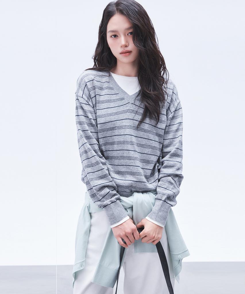 MIXXO Свободный пуловер с V-образным вырезом Re Kaft7Ms_Miwkag306T