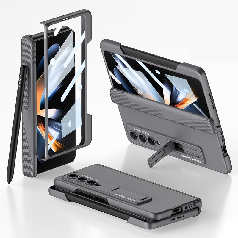 Magnetic Hinge Protection Screen Protector Cover For Samsung Galaxy Z Fold 4 Z Fold 5 Z Fold 3 5G Case with Pen Holder Slot and Stand Bracket