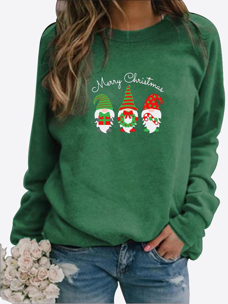 Весенне-осенний женский свитер с рождественской тематикой, утолщенный повседневный свитер с круглым вырезом и длинными рукавами, топ больших размеров