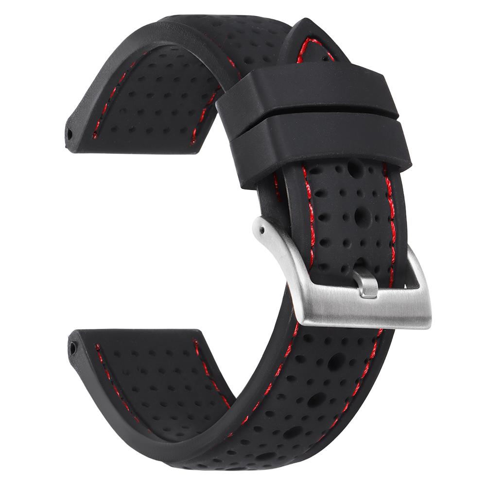 Soft Silicone Rubber Watch Strap 20mm 22mm 24mm Men Women Sport Waterproof Breathable Wrist Band Solid Matte Buckle Bracelet