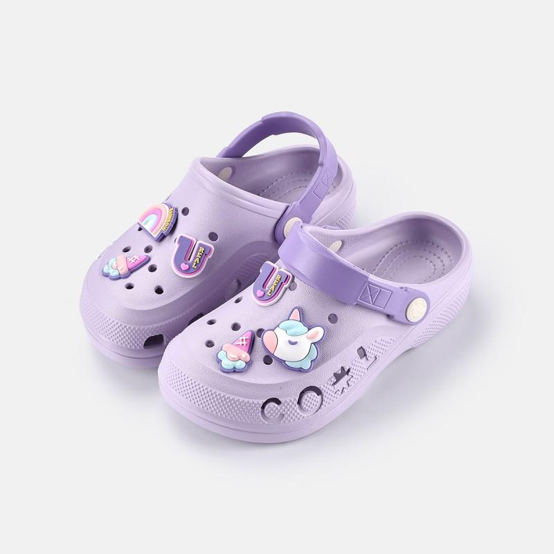 Kids Cartoon Hole Sandals Slip Resistant Soft Sole Beach Slippers DIY Decorative Open Toe Shoes Boys Girls