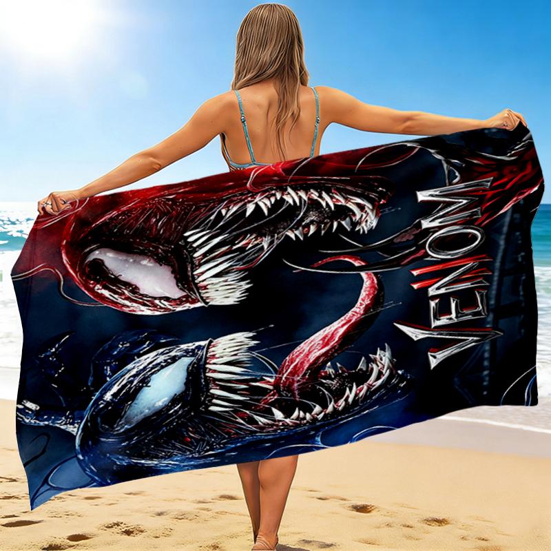 1Pc Venom Antihero Battle Beach Towel, Quick Dry, Multi-Use for Beach Pool Gym Yoga Home Travel, Christmas, Halloween, Xmas Gift M928436