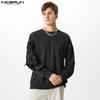 INCERUN Men Bow Knot Long Sleeve Casual Solid Round Neck Pullovers Sweatshirts