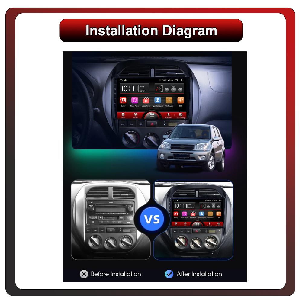 2Din Android Car-Play Car Radio,Toyota RAV4 2003-2005,Multimedia Player Head Unit Stereo GPS Navigation BT WIFI,1+16GB