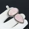 Natural Rose Quartz Gemstone Handmade 925 Sterling Silver Jewelry Pendant, Double Stone Pendant, Holiday Gift for Her Jewelry for Special Occasions