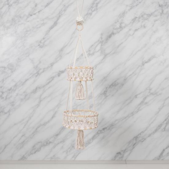 Ярусная подвесная корзина для фруктов в стиле бохо, плетеная корзина из хлопковой веревки, подвеска для фруктов, плетеная корзина для растений, для фруктов, овощей, домашнего декора, балкона, сада