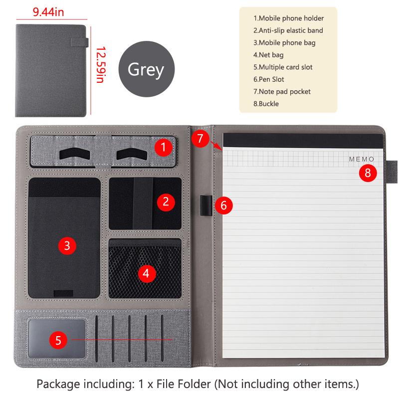 University A4 Leather Padfolio Portfolio Folder Magnetic Clipboard Business Executive Folders Documents Holder Organizer Office