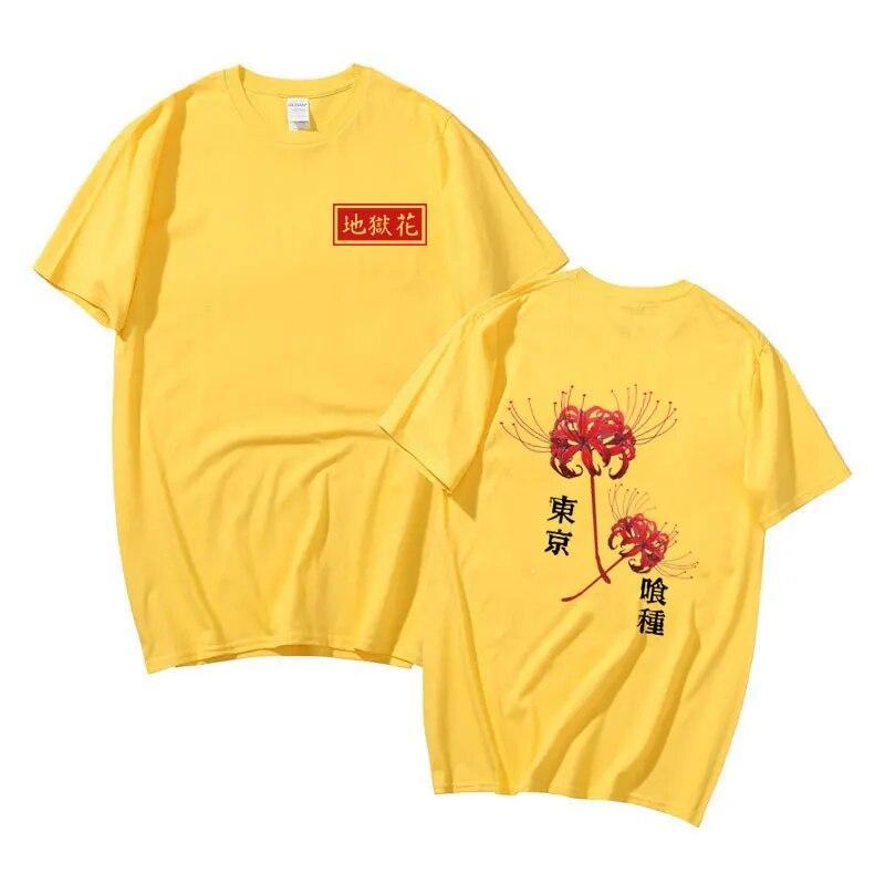 Японская Unisexga унисекс женская мода Kanekiken футболки аниме Токио вурдалак паук лилия футболка с принтом унисекс женская Harajuku повседневная футболка