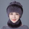 Новая шапка из меха кролика Рекс, женская осенне-зимняя теплая шапка, модный утолщенный защитный шарф для ушей, цветочный костюм прилив