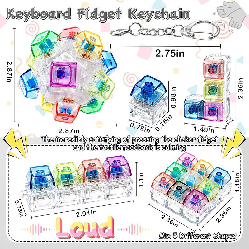 Клавиатура-брелок с RGB-подсветкой для пальцев, игрушка-антистресс, брелок-кликер механической клавиатуры, подарок для снятия тревоги и стресса