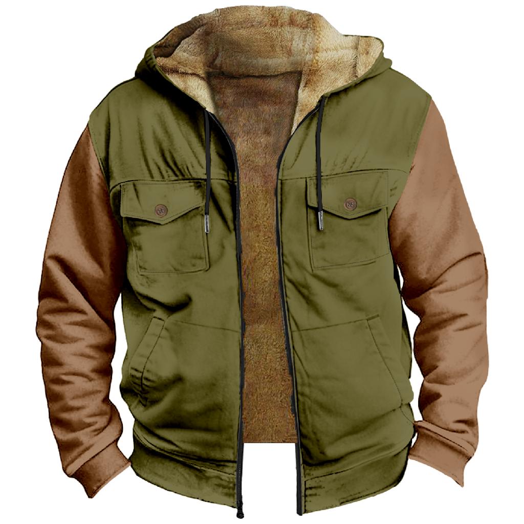 Men's Thickened Button Double Pocket Jacket With Pocket Insert Cotton Jacket
