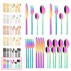 Rainbow Dinnerware Set 24pcs Stainless Steel Cutlery Sets Knife Fork Spoon Eating Utensils Family Party Tableware Service for 6 Flatware Set