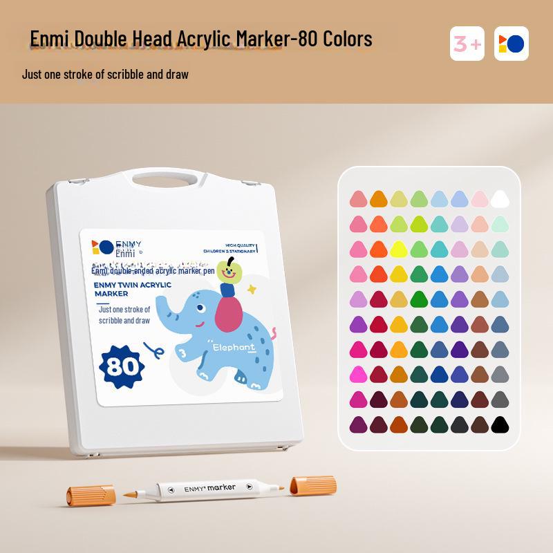 Enmi моющийся двухсторонний акриловый маркер для детей, набор цветов, непрозрачный, идеально подходит для учеников начальной школы