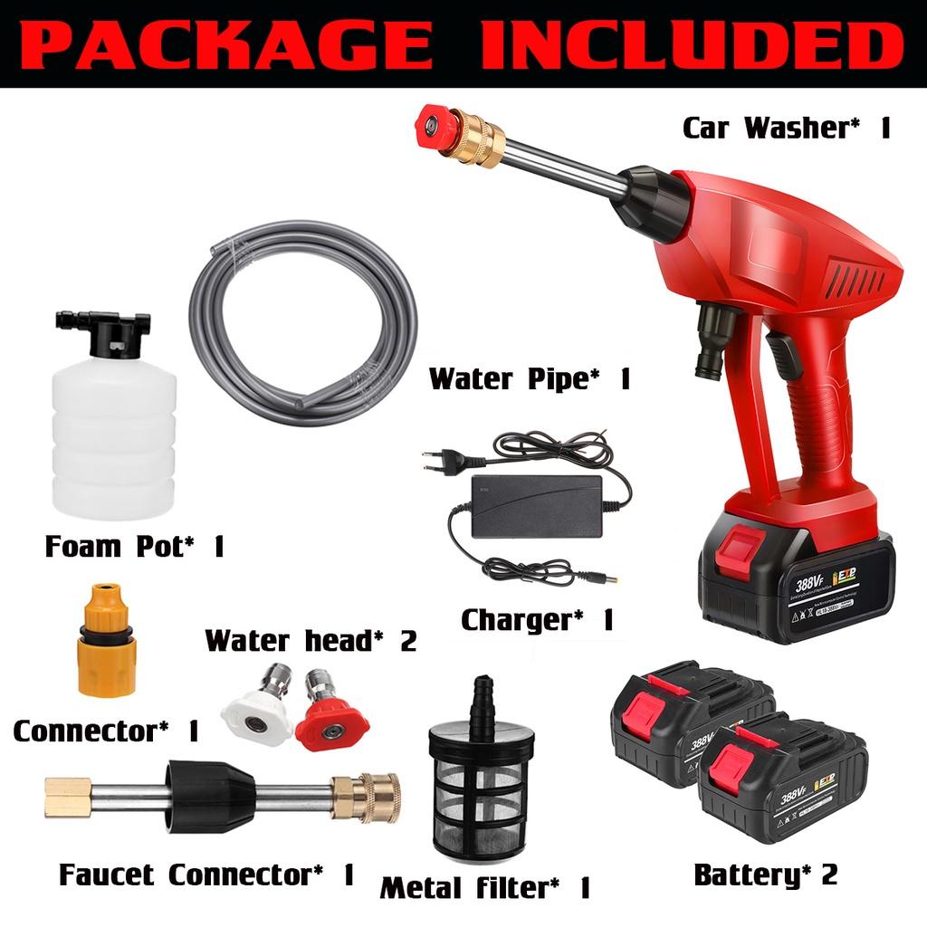 1000W 90BAR Wireless High Pressure Car Washer 388VF Water Gun Spray Portable Washer Foam Generator for Makit 18V Battery