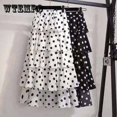 Юбка в горошек Little Daisy Летняя юбка-фея средней длины Шифоновая юбка Тонкая юбка-тортик Юбка-трапеция Женская ткань Легкая и дышащая