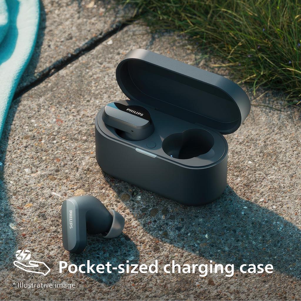 Philips TAT3508 Wireless Earbuds with Hybrid Active Noise Cancellation, Energy-Saving LC3 Codec, Ambient Sound Capture, AI Noise-Canceling