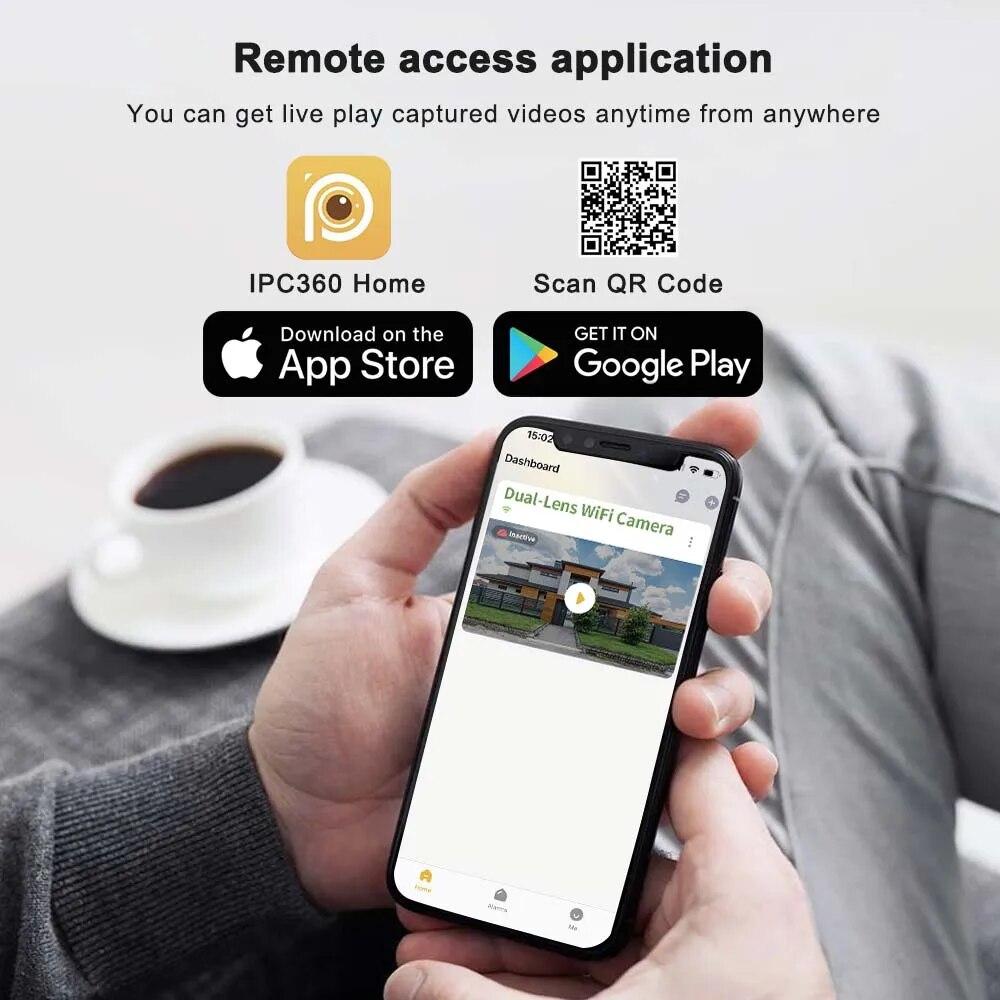 16MP 8K Wifi IP Camera 20X Zoom Four Lens Outdoor Wireless Security Camera PTZ 360 Smart Home Security Protection CCTV Wifi Surveillance Cameras