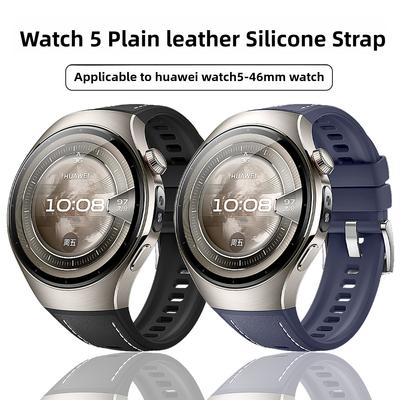 Кожаный силиконовый ремешок для Huawei Watch 5 46 мм 42 мм, мягкий резиновый браслет для Huawei Watch 5 46 мм 42 мм, браслет для умных часов