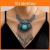 Necklace Ethnic Geometric Zinc Alloy Pendant With Beaded Chain For Boho Jewelry