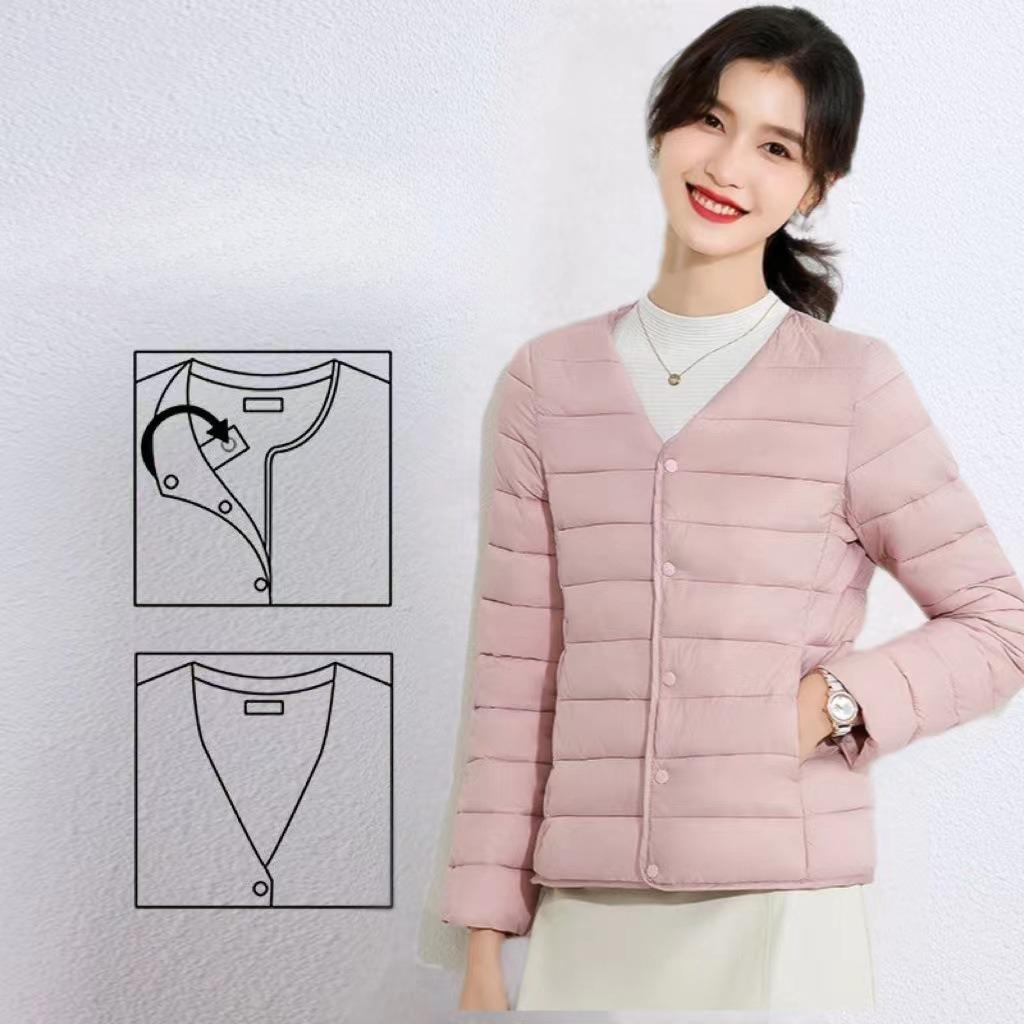 Down and Cotton Jacket, Lightweight and Short, Worn Inside, Small Cotton Jacket, Warm, Collarless, Inner Lining, Silk Cotton, Winter Women's Jacket