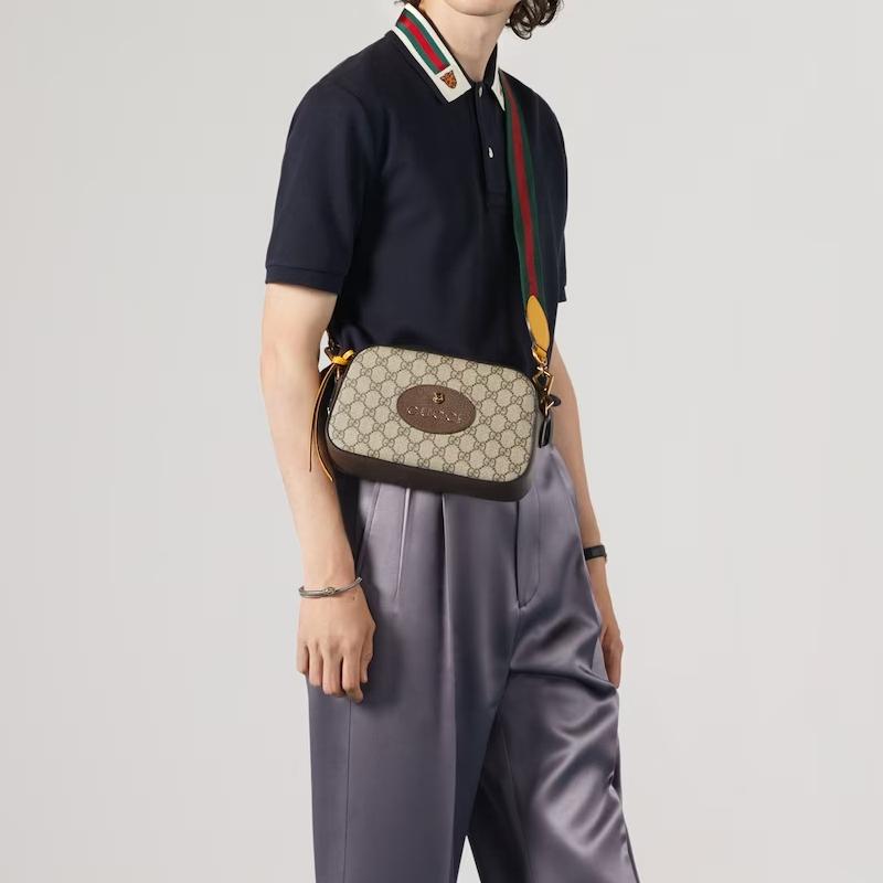 Gucci Мини-сумка-мессенджер GG Supreme Neo Vintage, Канва Коричневая Кожа, Унисекс Через плечо Сумка-камера для Ежедневного Шопинга Путешествий 476466-K9GVT-8856