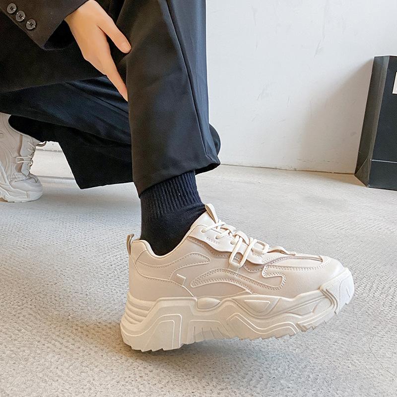 Platform Dad Shoes Women's Autumn and Winter New White Shoes Retro Muffin Bottom Trendy Casual Sports Style Women's Shoes Trendy