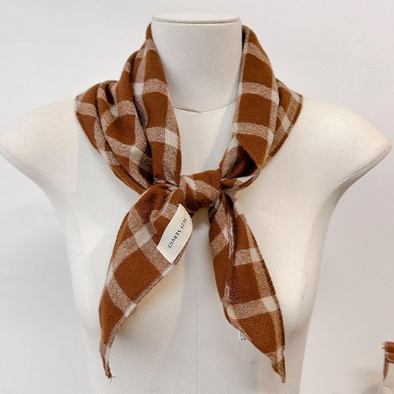 1Pc Plaid Pattern Multi-functional Acrylic Cashmere-like Versatile Solid Color Leisure Shawl Scarf Diamond Shaped