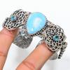 Republic Larimar Gemstone 925 Sterling Silver Cuff Bangle Adjustable Y9O95