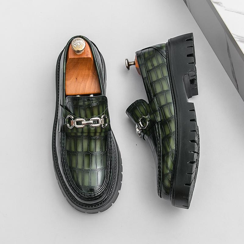 Fashion Brand Business Casual Leather Shoes Rubber Thick Soled Anti Slip Men Leather Shoes Low-quality Fashionable Comfort Driving Shoes