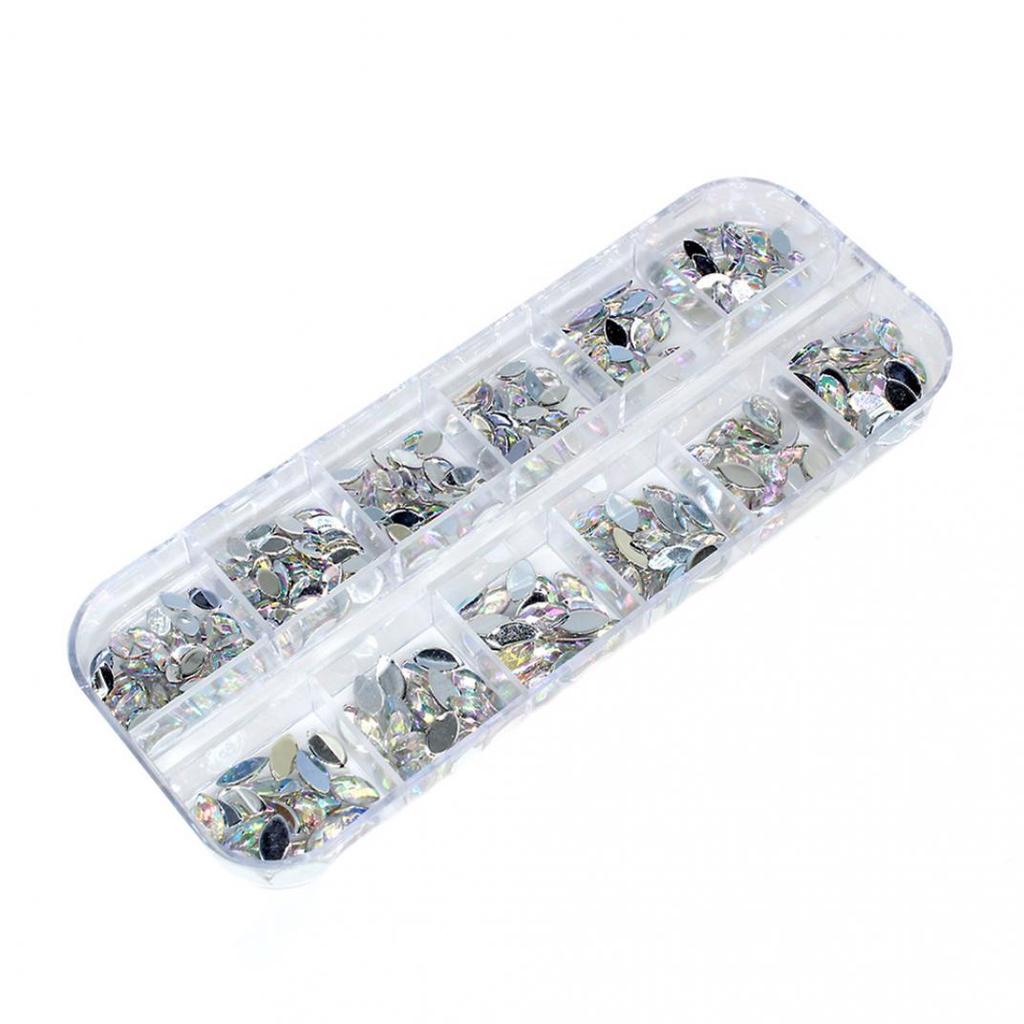 12 Grid 3D DIY Glitter Nail Art Rhinestone Sequins Decoration Manicure Tips