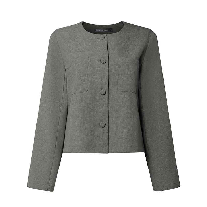 ZANZEA Женская повседневная блузка-кардиган с круглым вырезом и длинным рукавом